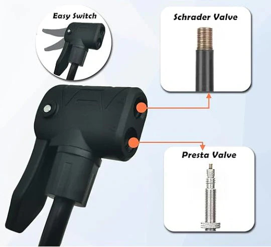 Heavy-Duty Matel Foot Pump with Pressure Gauge for Bicycle Ball Scooter Car Inflatable Mini Pump-High Pressure Foot Air Pump