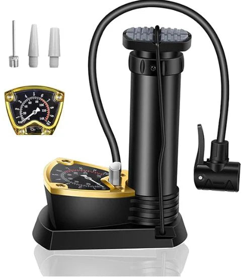 Heavy-Duty Matel Foot Pump with Pressure Gauge for Bicycle Ball Scooter Car Inflatable Mini Pump-High Pressure Foot Air Pump